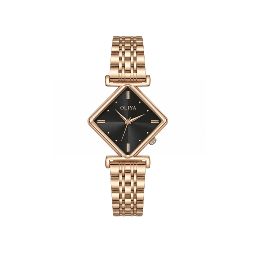 Oliya 6819 Women’s Gold Watch – Black Dial