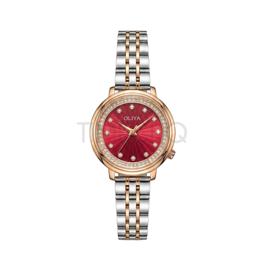 Oliya 889 Red Dial Two-Tone Women’s Watch.
