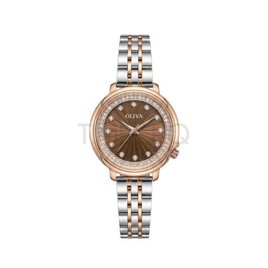 Oliya 889 Brown Dial Two-Tone Women’s Watch.