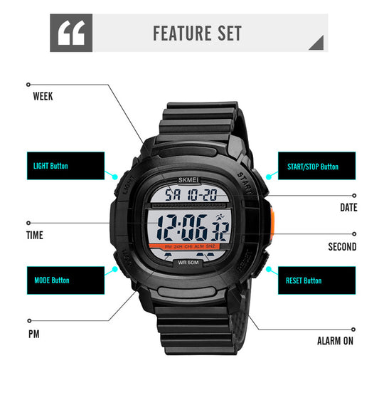 Skmei 1657 Men’s Sports Watch - Black