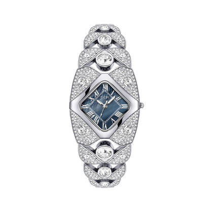 GEDI 52109 Light Luxury Full Diamond Bracelet Quartz Watch Silver