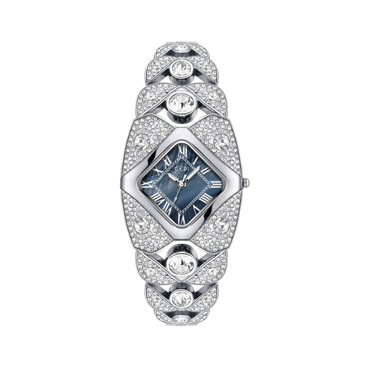 GEDI 52109 Light Luxury Full Diamond Bracelet Quartz Watch Silver