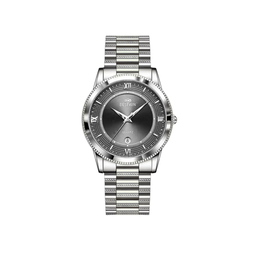 Bestwin 232 Classic Luxury Quartz Men's Watch Silver Grey Dial