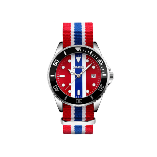 SKMEI 9133 Nylon straps casual quartz movement Men’s watch- Sport Red