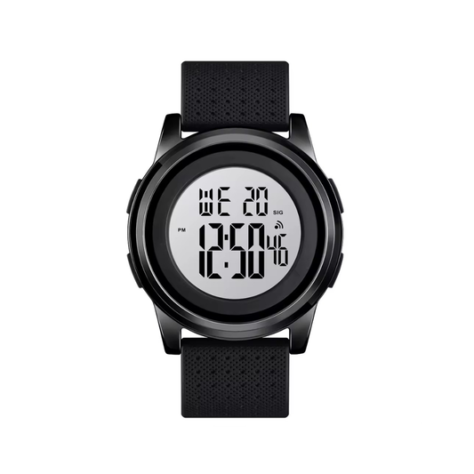 SKMEI 1502 Silicon strap resin glass 5 ATM waterproof digital watch for Men’s- Black Positive Display