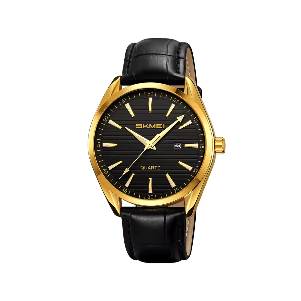 SKMEI 2490 Classic Business Quartz Watch- Black Gold