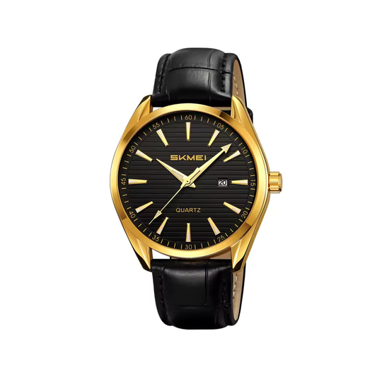 SKMEI 2490 Classic Business Quartz Watch- Black Gold
