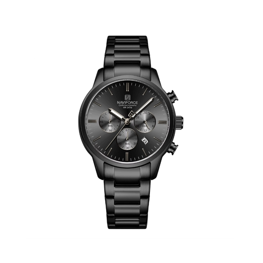 Naviforce 8076 Multifunctional Date Display Analog Watch - Full Black