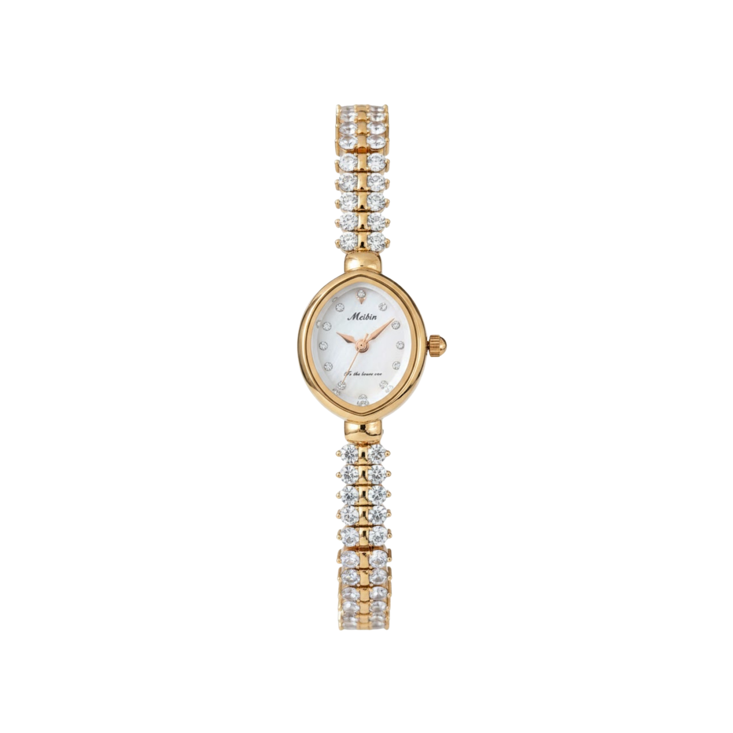 MEIBIN M1870L Luxury Crystal Bracelet Ladies Watch-Rose gold