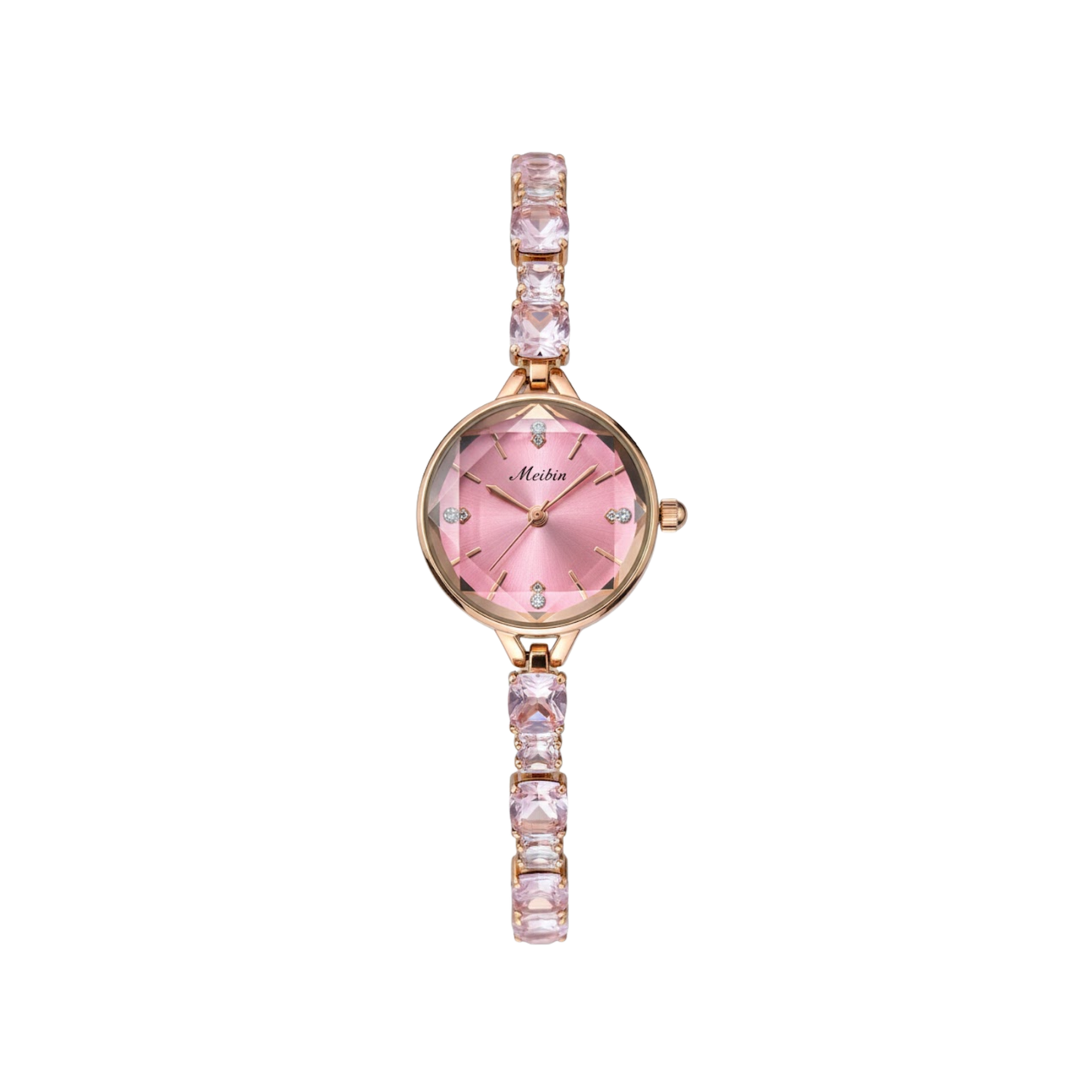 MEIBIN M1703L Luxury Crystal Bracelet Ladies Watch-Pink