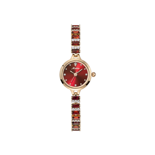 MEIBIN M1690L Luxury Crystal Bracelet Ladies Watch-Red