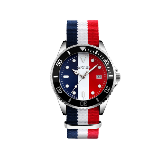 SKMEI 9133 Nylon straps casual quartz movement Men’s watch- Red