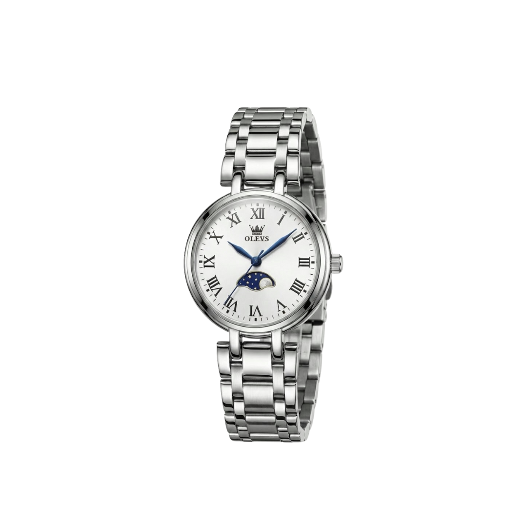 OLEVS 5573 Classic fashion roman hour mark women watch-White Dial
