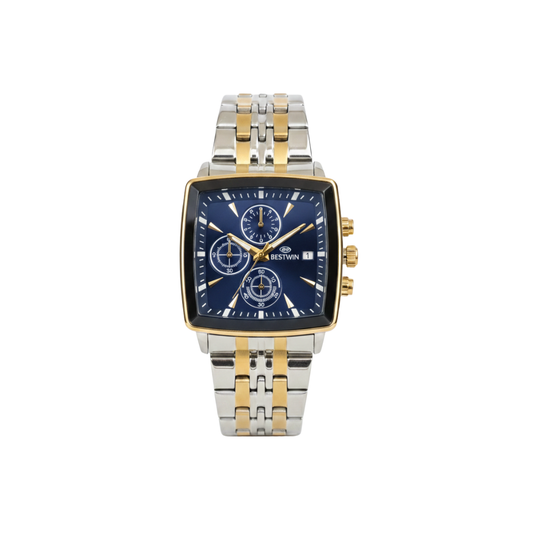 BESTWIN 2341 Luxury Square Chronograph Men’s Watch- Blue Dial