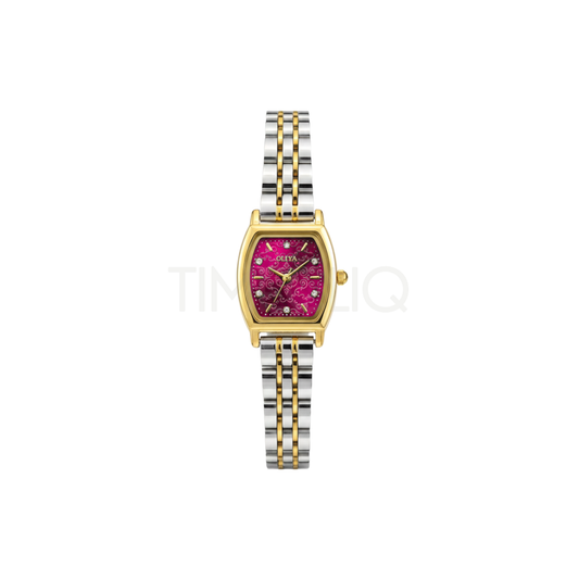 Oliya 2001 Luxury Two Toned Ladies Watch- Deep Pink Dial