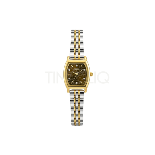 Oliya 2001 Luxury Two Toned Ladies Watch- Brown Dial