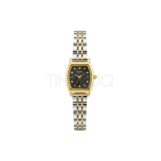 Oliya 2001 Luxury Two Toned Ladies Watch- Black Dial