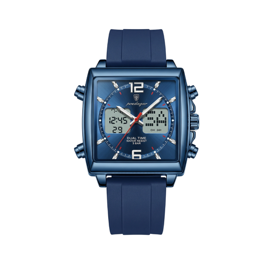 Poedagar E109 Waterproof Luminous Multifunctional Chronograph Alarm Silicone Strap Full Blue