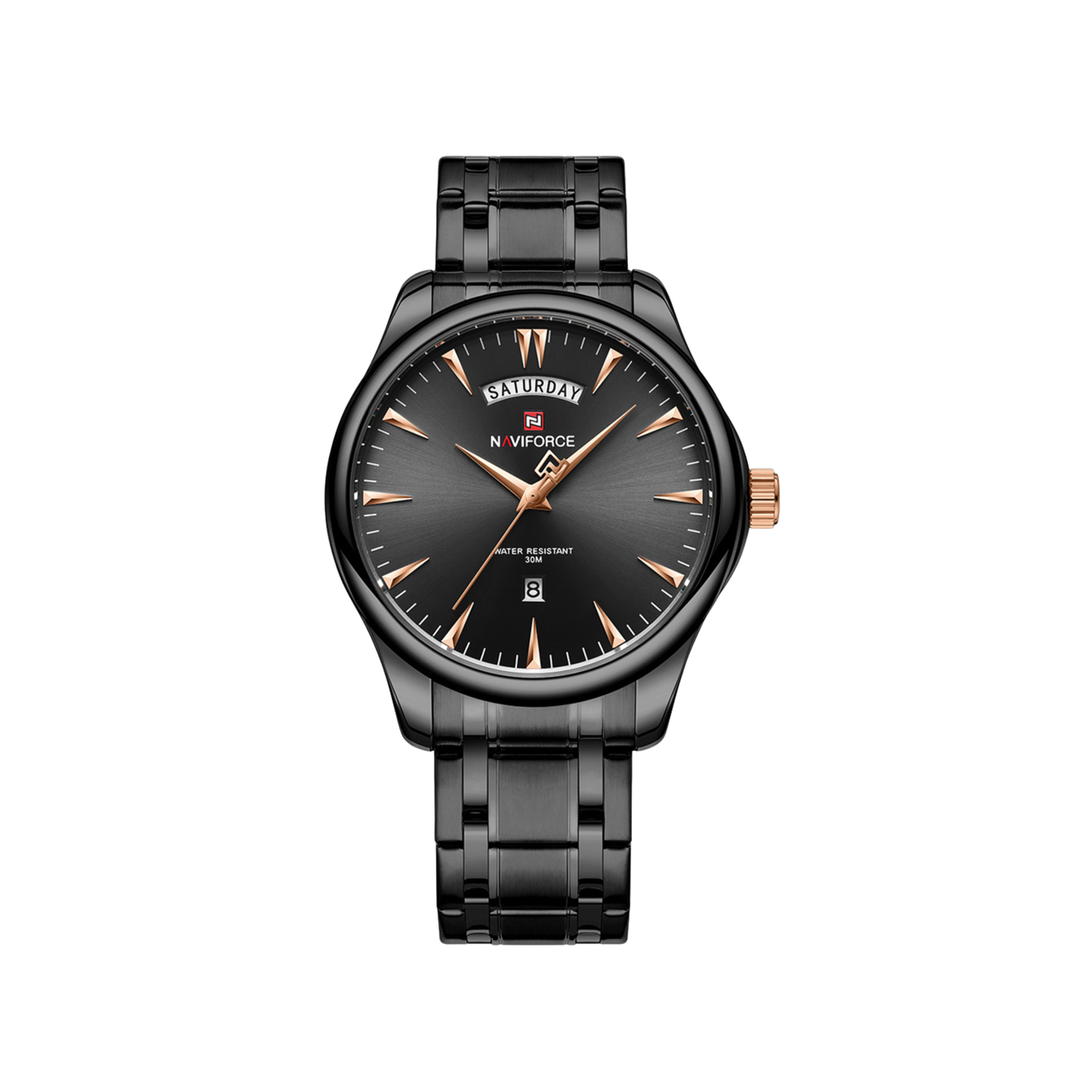 NAVIFORCE 9213 Elegant Stainless Steel Men's Watch-Black Rose