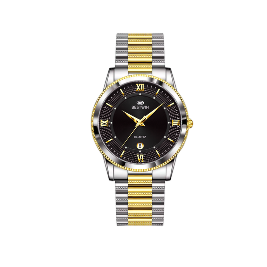 Bestwin 232 Classic Luxury Quartz Men's Watch Dual Tone Black