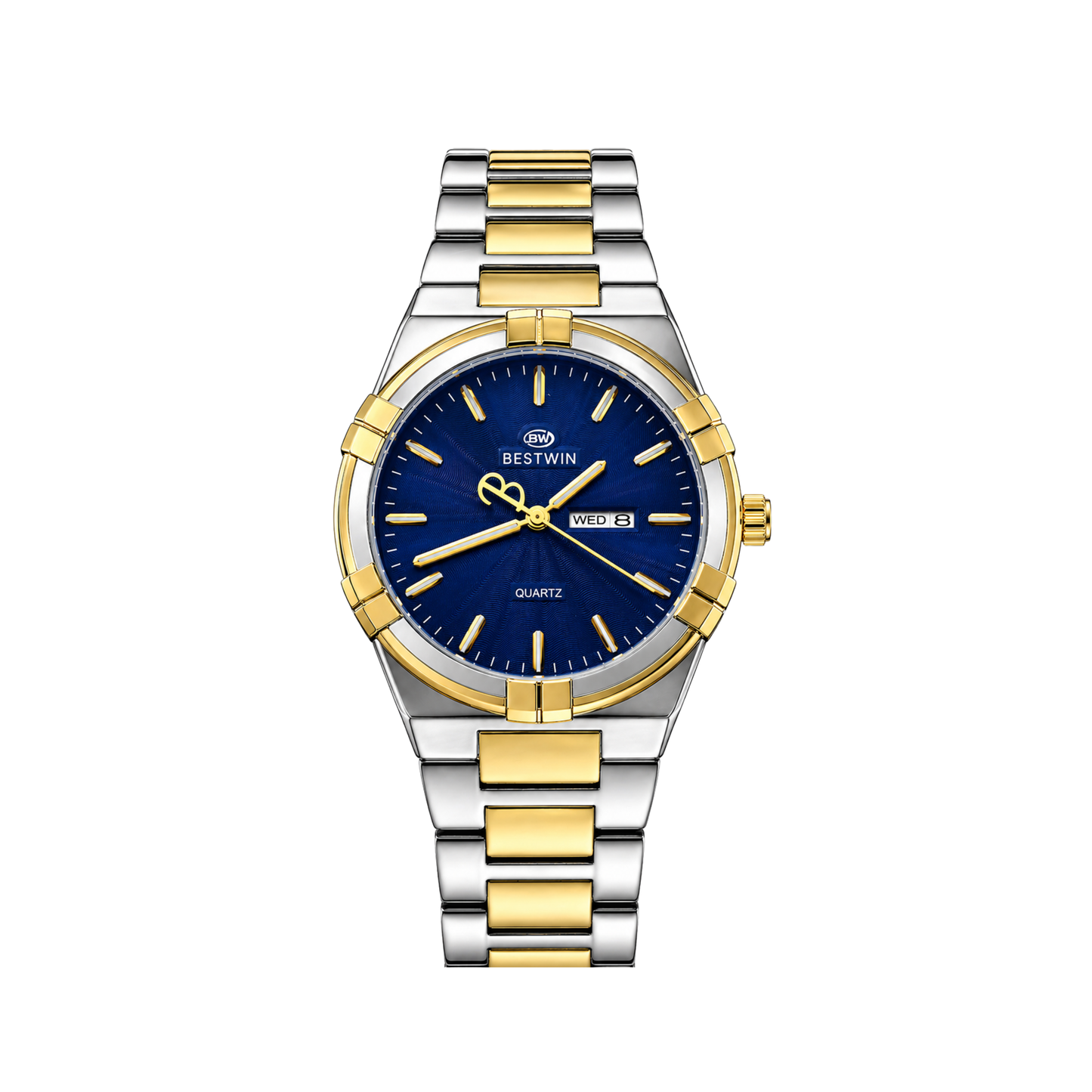 Bestwin 130M Classic Luxury Quartz Men's Watch Dual Tone Blue Dial