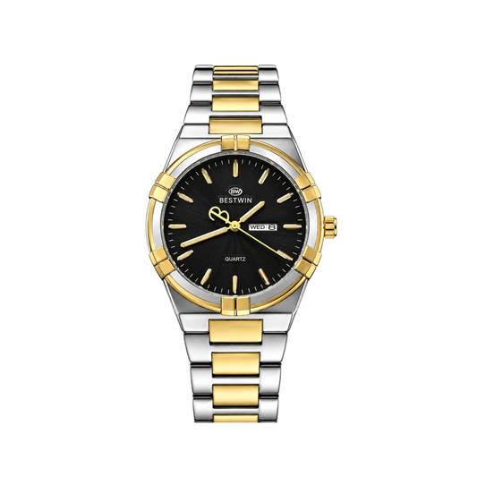 Bestwin 130M Classic Luxury Quartz Men's Watch Dual Tone Black Dial