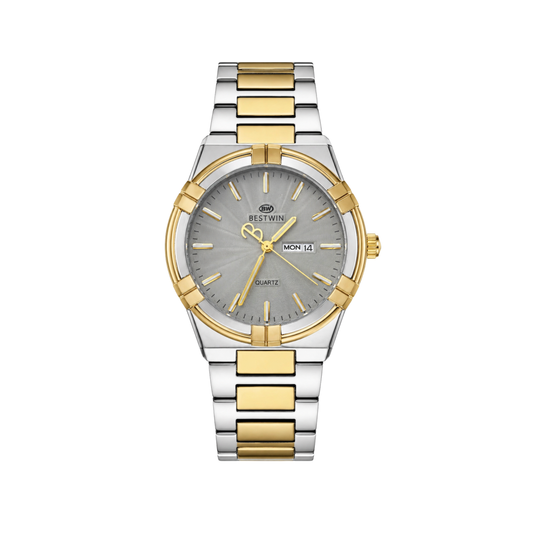 Bestwin 130M Classic Luxury Quartz Men's Watch Dual Tone Grey Dial