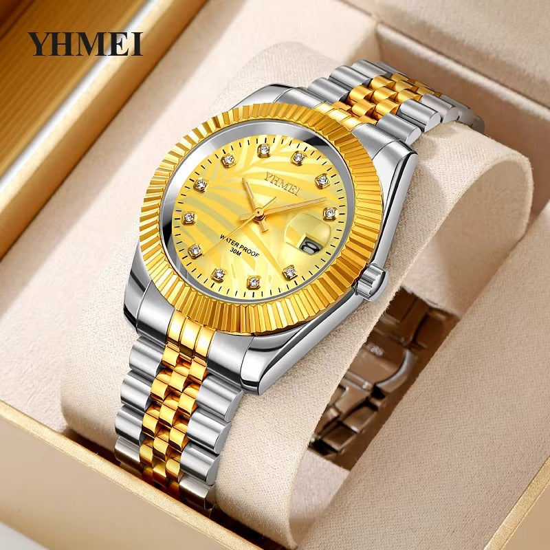 YHMEI 8251 Elegant Quartz Stainless Steel Men's Watch-Gold