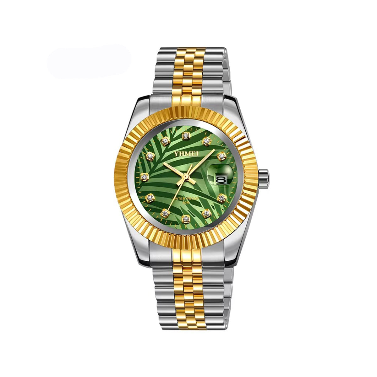 YHMEI 8251 Elegant Quartz Stainless Steel Men's Watch-Gold Green
