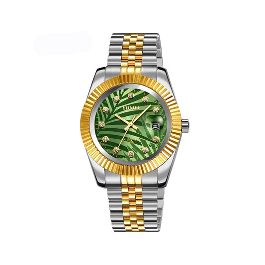 YHMEI 8251 Elegant Quartz Stainless Steel Men's Watch-Gold Green