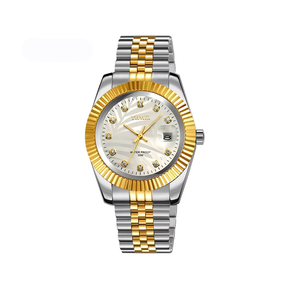 YHMEI 8251 Elegant Quartz Stainless Steel Men's Watch-Gold White