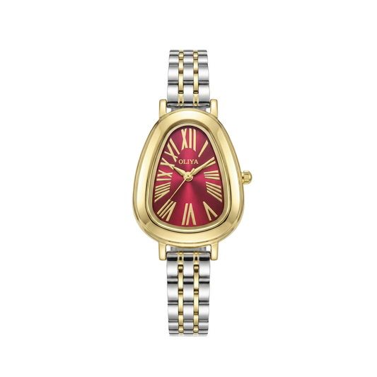 Oliya 2016 Women’s Retro Vintage Watch – Red Dial | Elegant Ladies Wristwatch