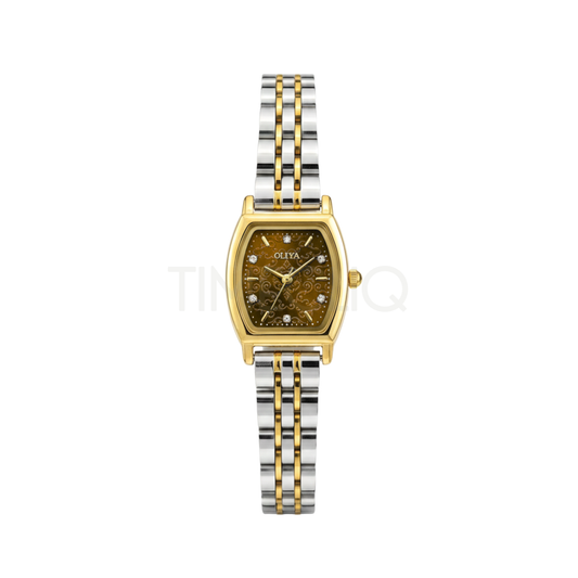 Oliya 2001 Luxury Two Toned Ladies Watch- Brown Dial