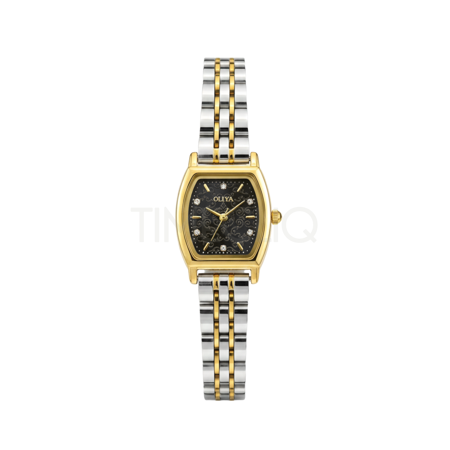 Oliya 2001 Luxury Two Toned Ladies Watch- Black Dial