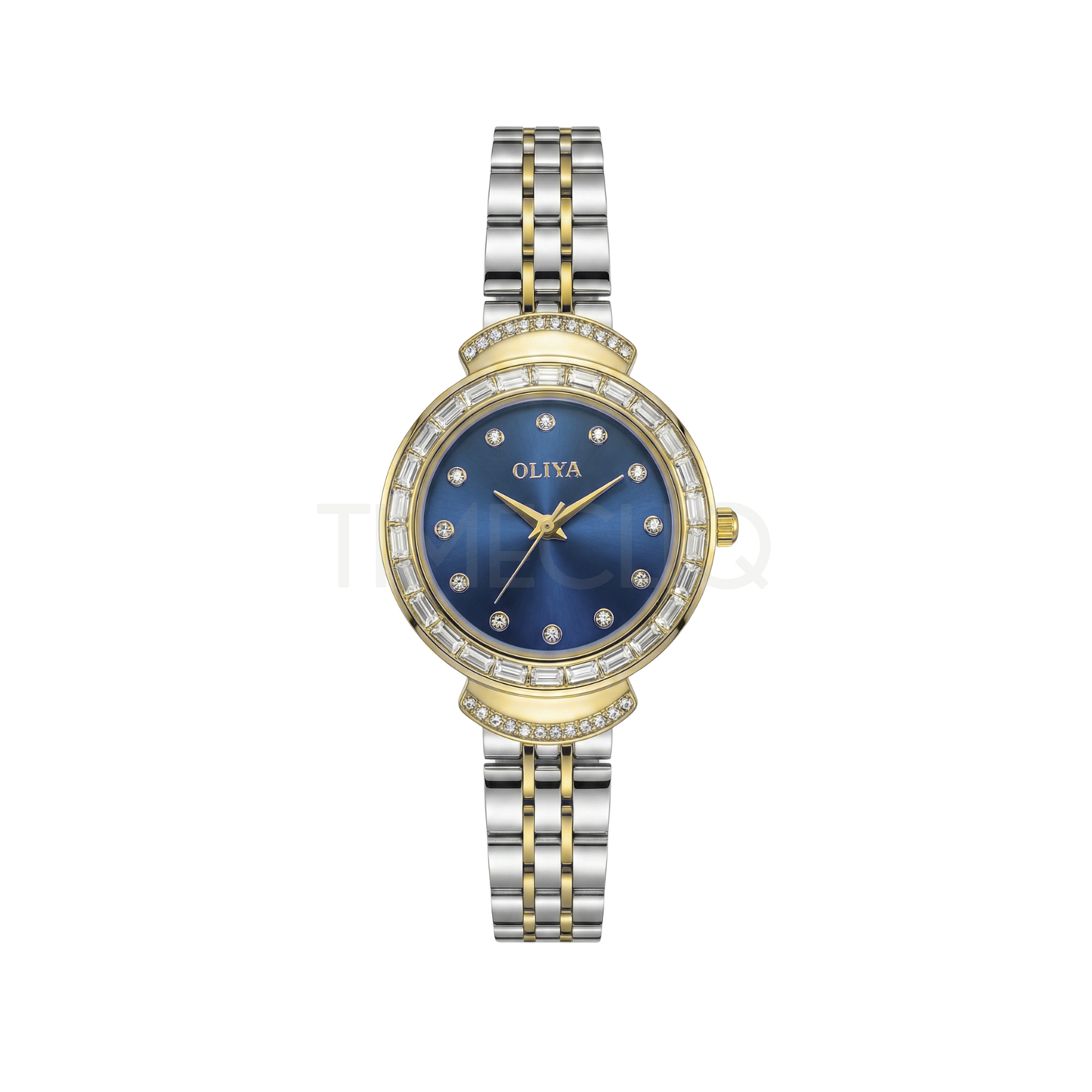 Oliya 6806 Luxury Stone Quartz Two Toned Ladies Watch-Blue dial