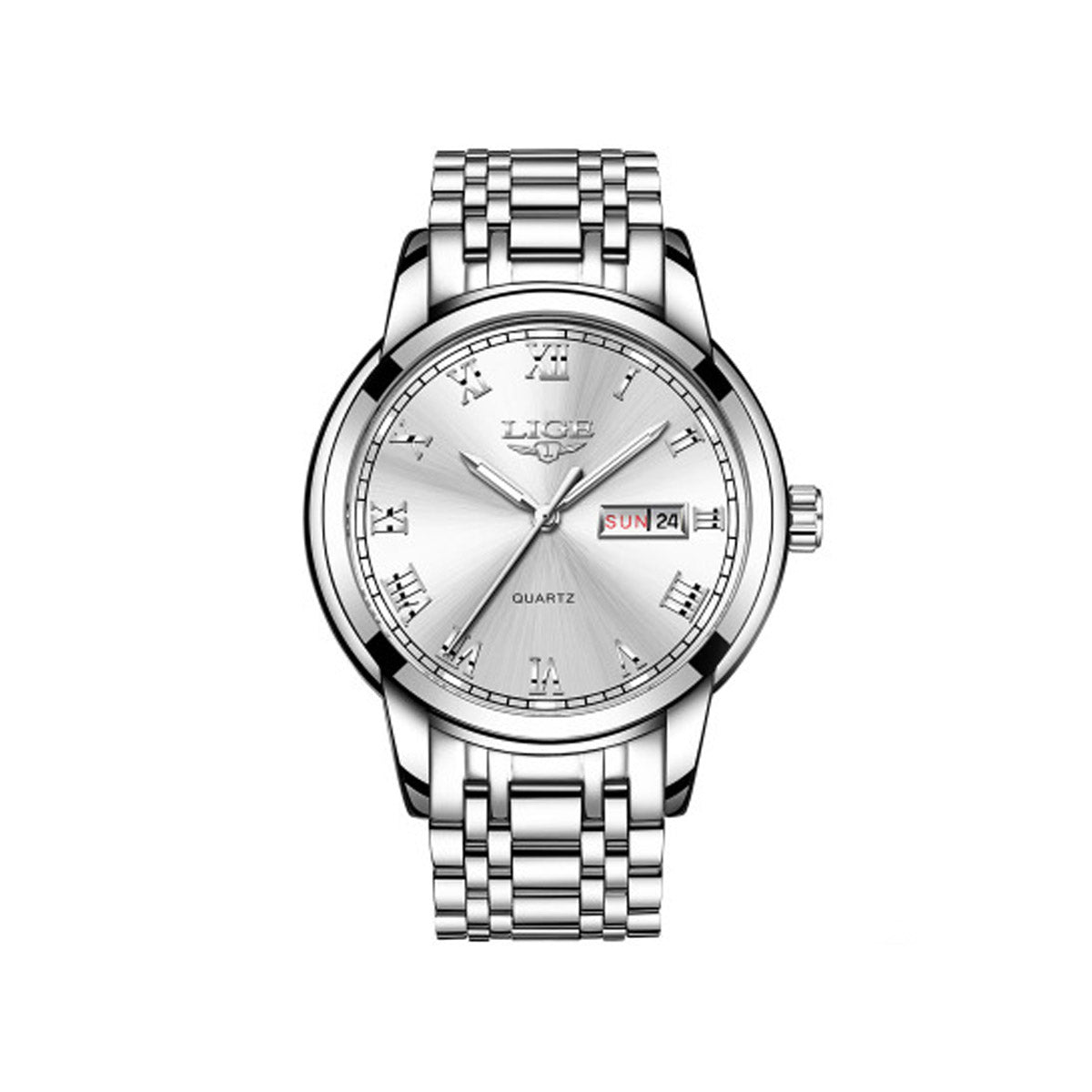 LIGE 9846 Stainless Steel Watch for Men's- Silver