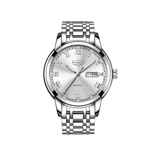 LIGE 9846 Stainless Steel Watch for Men's- Silver