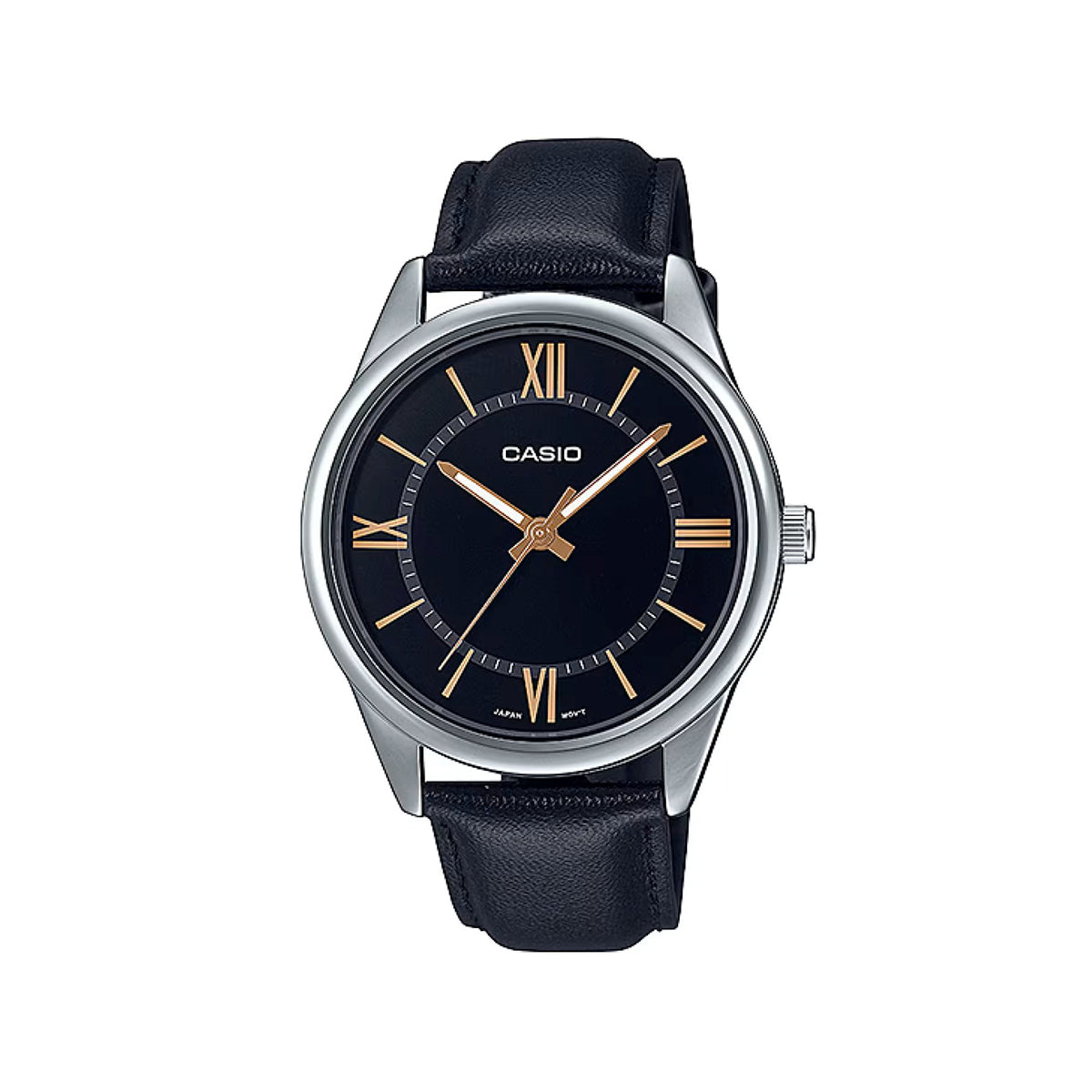 Casio MTP-V005L-2B5UDF Standard Leather Belt Men’s Watch-Black Dial