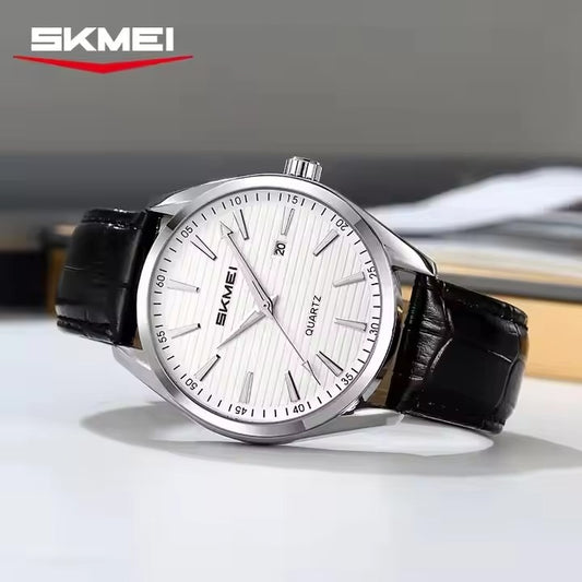 SKMEI 2490 Classic Business Quartz Watch- Black White