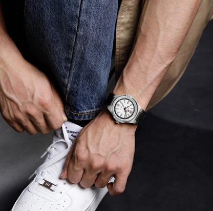 NAVIFORCE 9233 Casual Leather 42mm Dial Quartz Men’s Watch- Black Silver