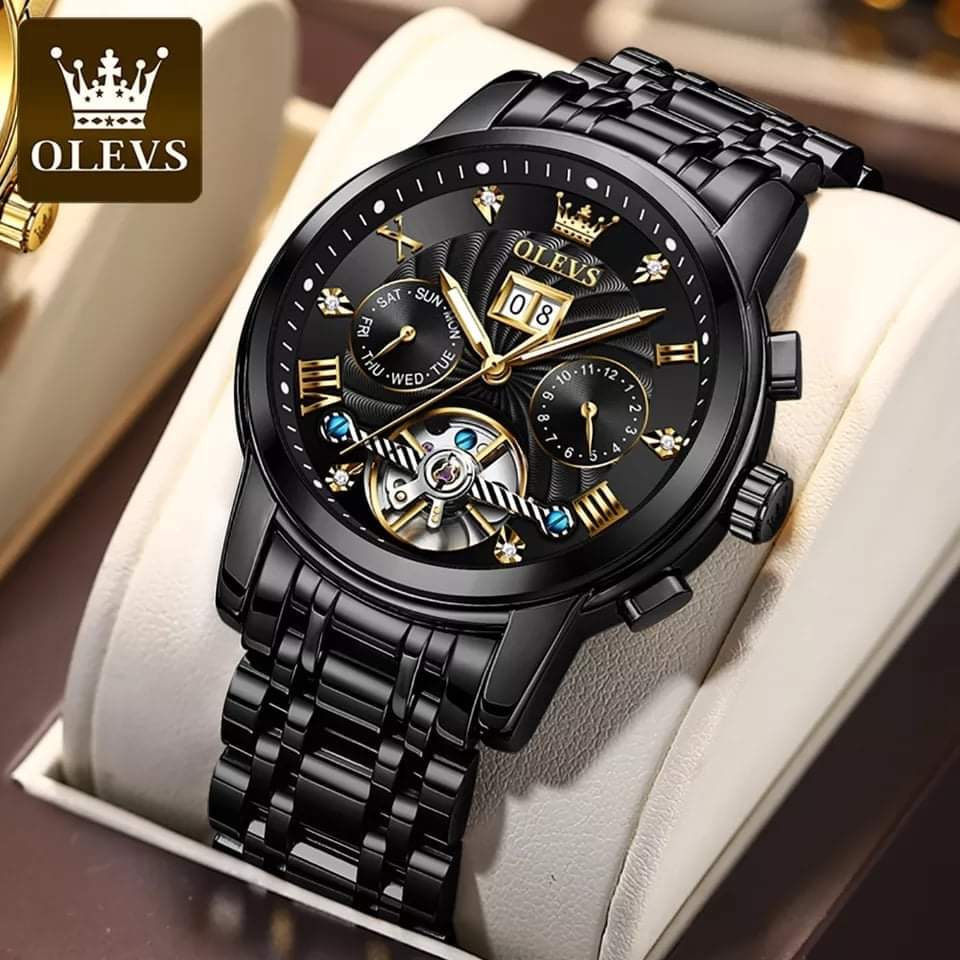 OLEVS 9910 Mechanical Wrist watch for Men- Black