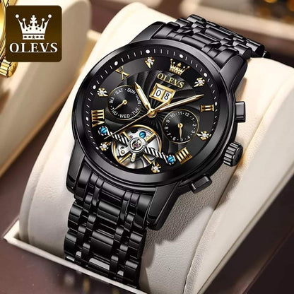 OLEVS 9910 Mechanical Wrist watch for Men- Black