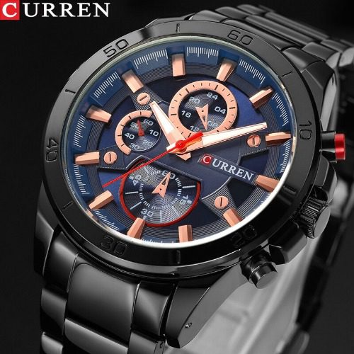 CURREN 8275 Quartz Casual Watch for Men - Black & Blue