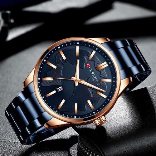 CURREN 8366 Stainless Steel Quartz Watch for Men - Blue