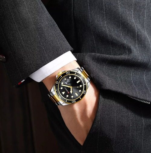 CURREN 8388 Chronograph Stainless Steel Watch for Men - Silver Gold & Black