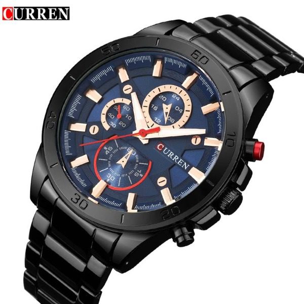 CURREN 8275 Quartz Casual Watch for Men - Black & Blue