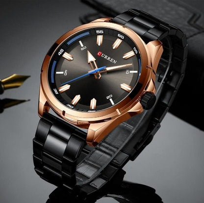 CURREN 8320 Business Series Stainless Steel Watch for Men - Black & Rose Gold